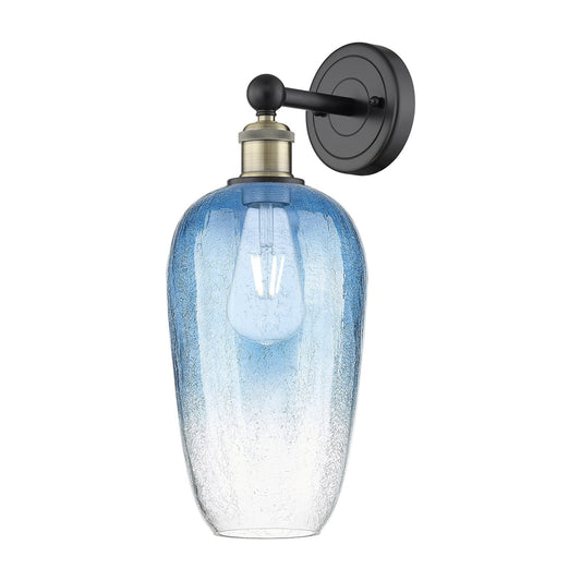 Innovations Brookhaven Flute 7in 1-Light Wall Sconce | Industrial Black Antique Brass Steel and Sapphire Blue Glass | Bathroom | Model 616-1W-BAB-G484-7SB