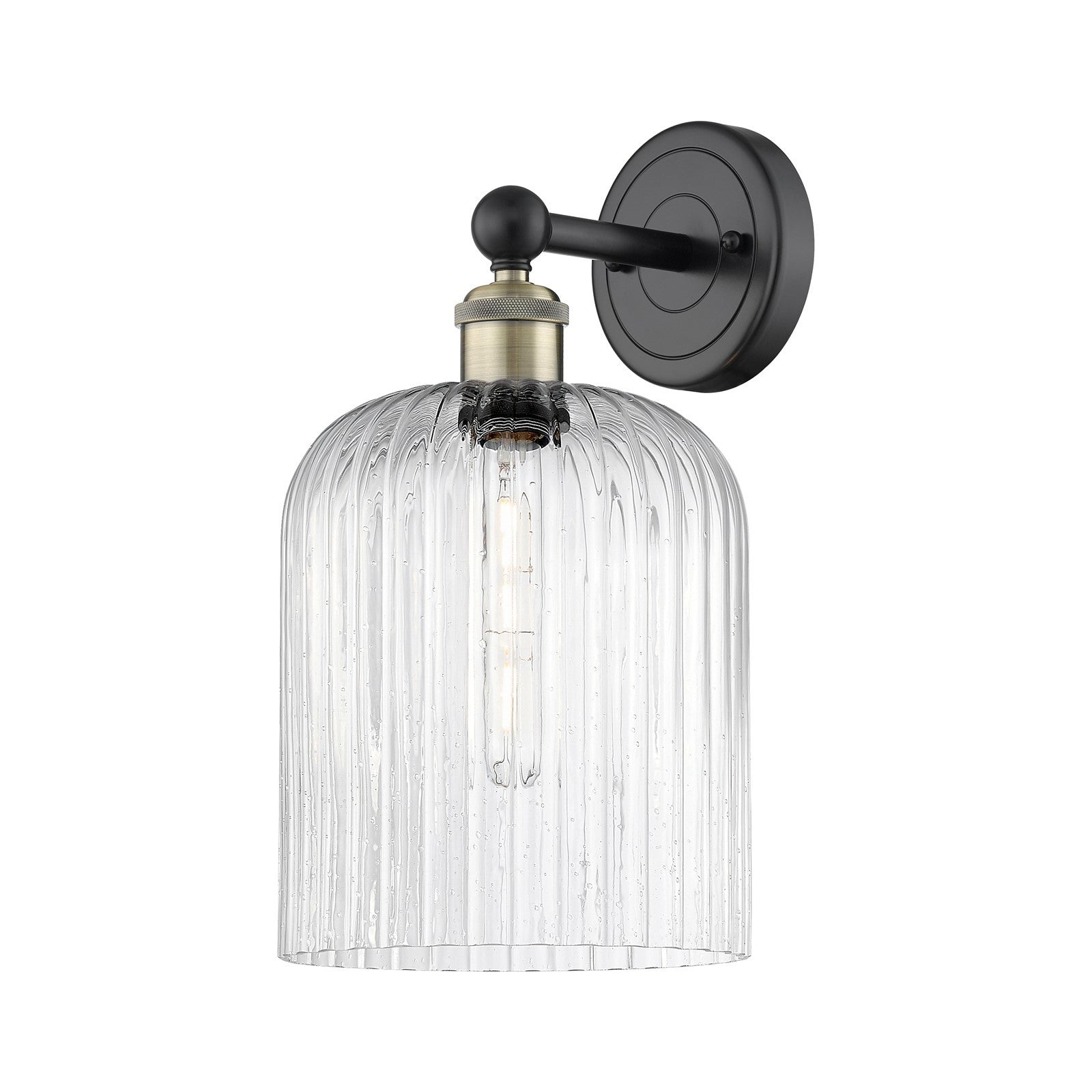 Innovations Bridal Veil 1-Light 5in Wall Sconce | Art Nouveau Industrial Black Antique Brass and Seedy Ribbed Glass | Model 616-1W-BAB-G559-8SDY