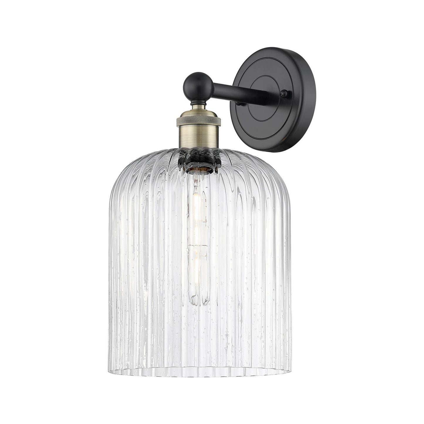 Innovations Bridal Veil 1-Light 5in Wall Sconce | Art Nouveau Industrial Black Antique Brass and Seedy Ribbed Glass | Model 616-1W-BAB-G559-8SDY