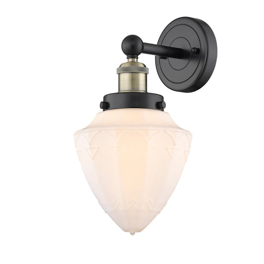 Innovations Bullet 7in 1-Light Wall Sconce | Industrial Black Antique Brass and Matte White Frosted Glass | Bathroom & Hallway | Model 616-1W-BAB-G661-7