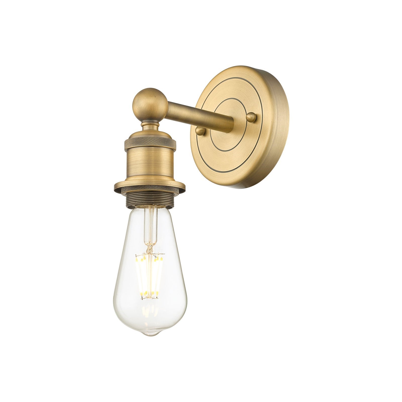 Innovations Edison 1-Light 4.5in Wall Sconce | Industrial Brushed Brass Steel and Cast Brass | Bathroom & Hallway Accent | 4.5 x 6.25 x | Model 616-1W-BB