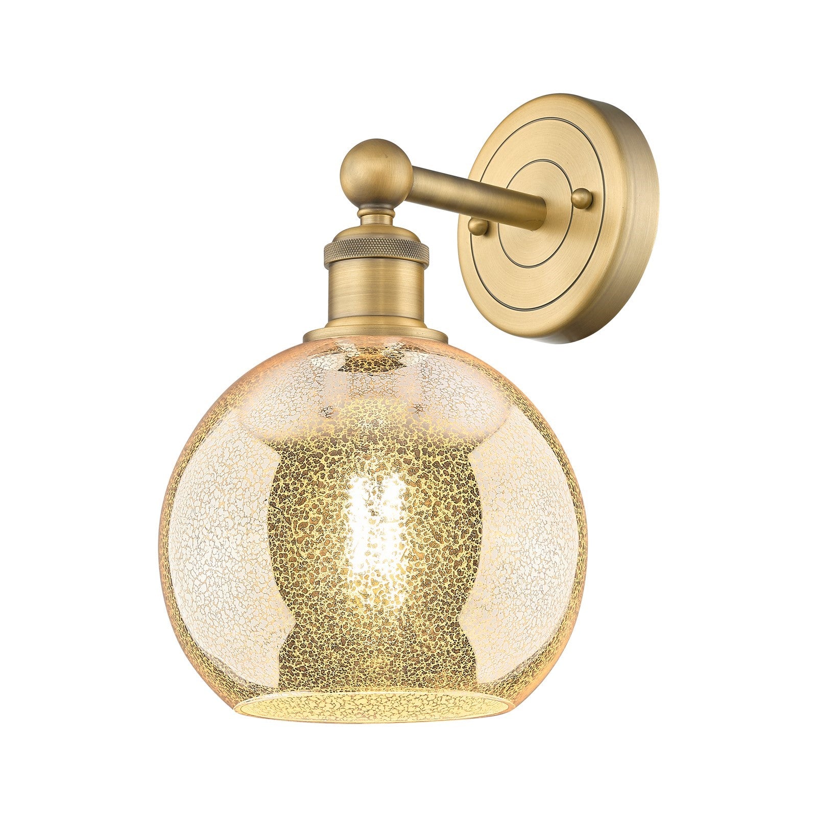 Innovations Athens 8in 1-Light Wall Sconce | Industrial Brushed Brass Steel and Mercury Glass | Bathroom & Hallway Accent | 8 x | Model 616-1W-BB-G128-8