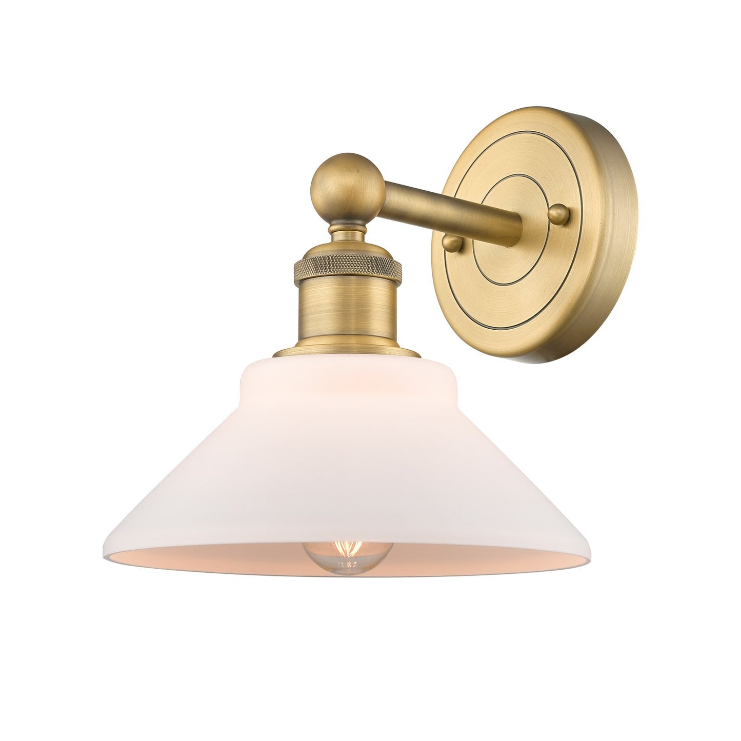 Innovations Orwell 1-Light 8.38in Wall Sconce | Industrial Brushed Brass and Matte White Glass | Entryway & Hallway Accent | 8.38 x | Model 616-1W-BB-G131
