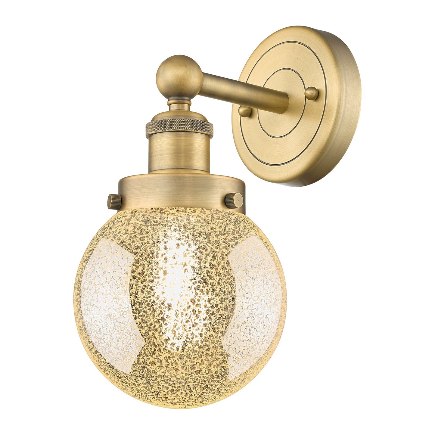 Innovations Beacon 6in 1-Light Wall Sconce | Industrial Brushed Brass Steel and Mercury Glass | Bathroom & Hallway Accent | 6 x | Model 616-1W-BB-G208-6