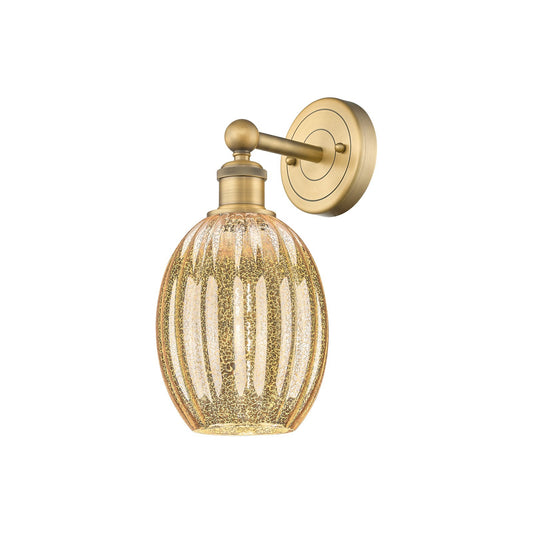 Innovations Preston Bulb 6.25in 1-Light Wall Sconce | Industrial Brushed Brass and Mercury Glass | Bathroom & Hallway Accent | Model 616-1W-BB-G459-6ME