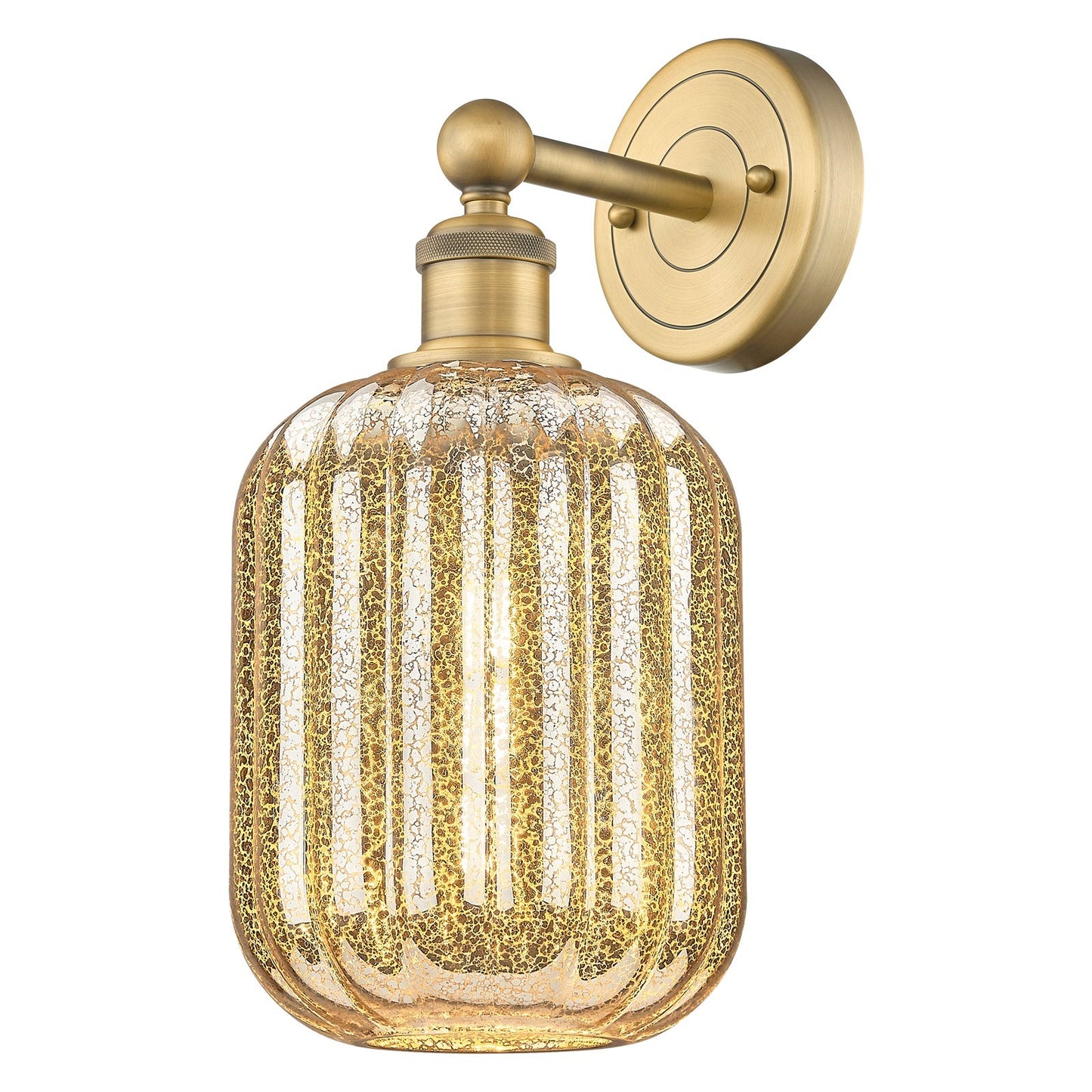 Innovations Preston Cylinder 6.75in 1-Light Wall Sconce | Industrial Brushed Brass Steel and Mercury Glass | Entryway & Hallway | Model 616-1W-BB-G460-7ME