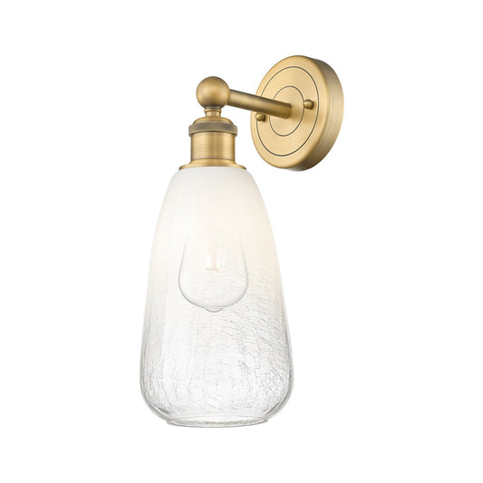 Innovations Brookhaven Almond 6in 1-Light Wall Sconce | Industrial Brushed Brass Steel and Opal Glass | Bathroom & Hallway | Model 616-1W-BB-G480-6OP