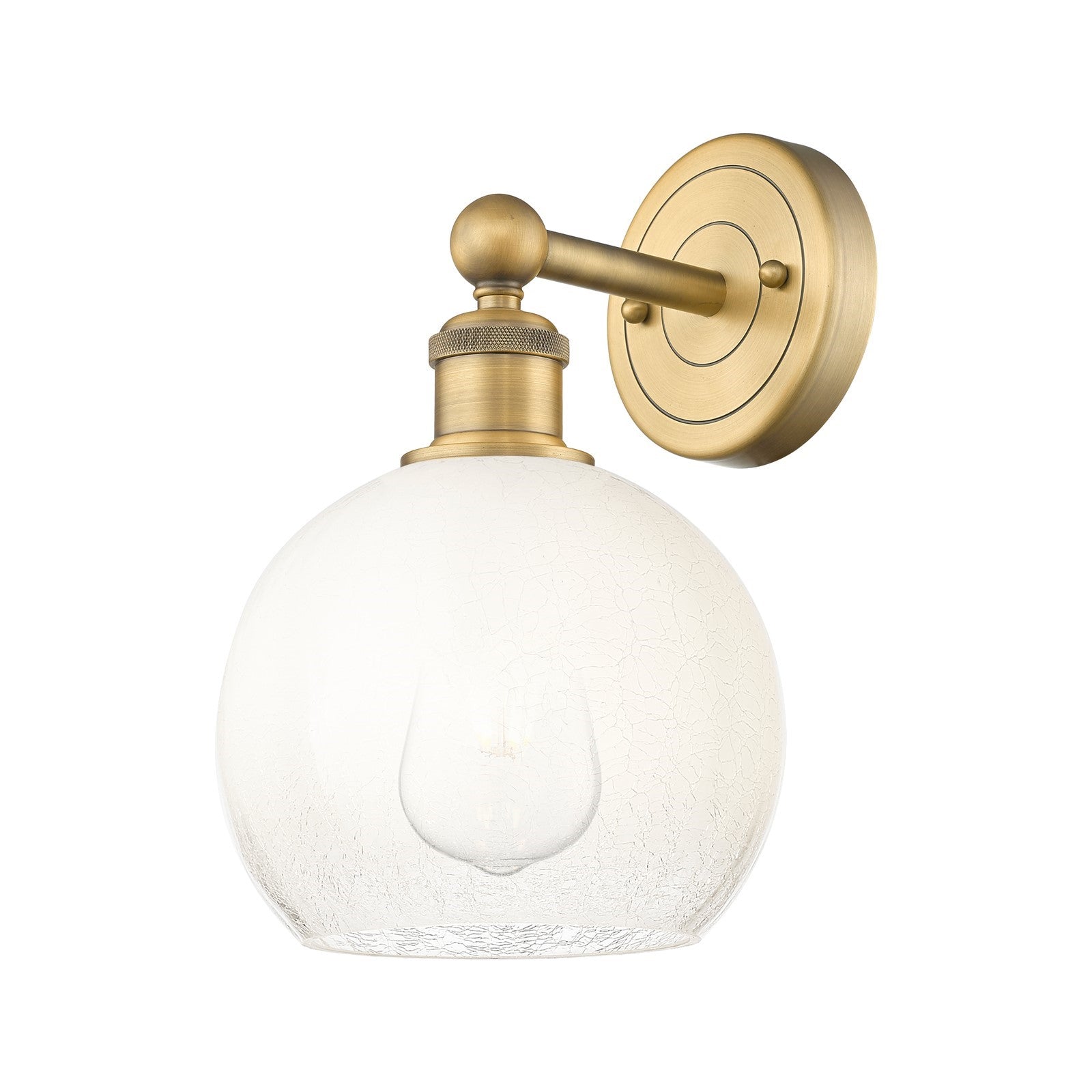 Innovations Brookhaven Globe 8in 1-Light Wall Sconce | Industrial Brushed Brass Steel and Opal Glass | Bathroom & Hallway | Model 616-1W-BB-G483-8OP