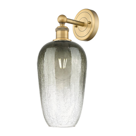 Innovations Brookhaven Flute 7in 1-Light Wall Sconce | Industrial Brushed Brass Steel and Slate Glass | Entryway & Hallway | Model 616-1W-BB-G484-7SL