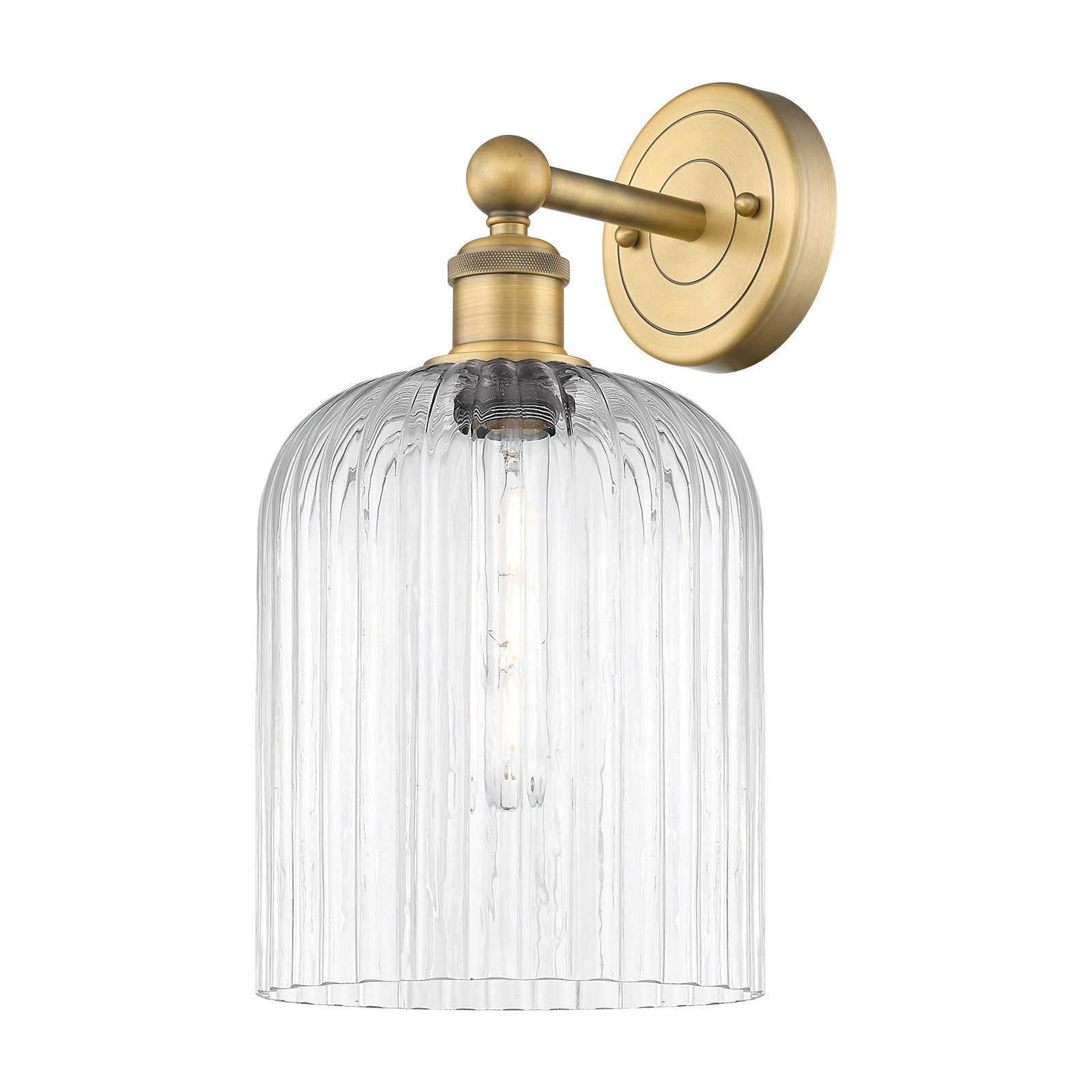 Innovations Bridal Veil 5in 1-Light Wall Sconce | Art Nouveau Brushed Brass and Clear Ribbed Glass | Bathroom & Hallway Accent | Model 616-1W-BB-G559-8CL