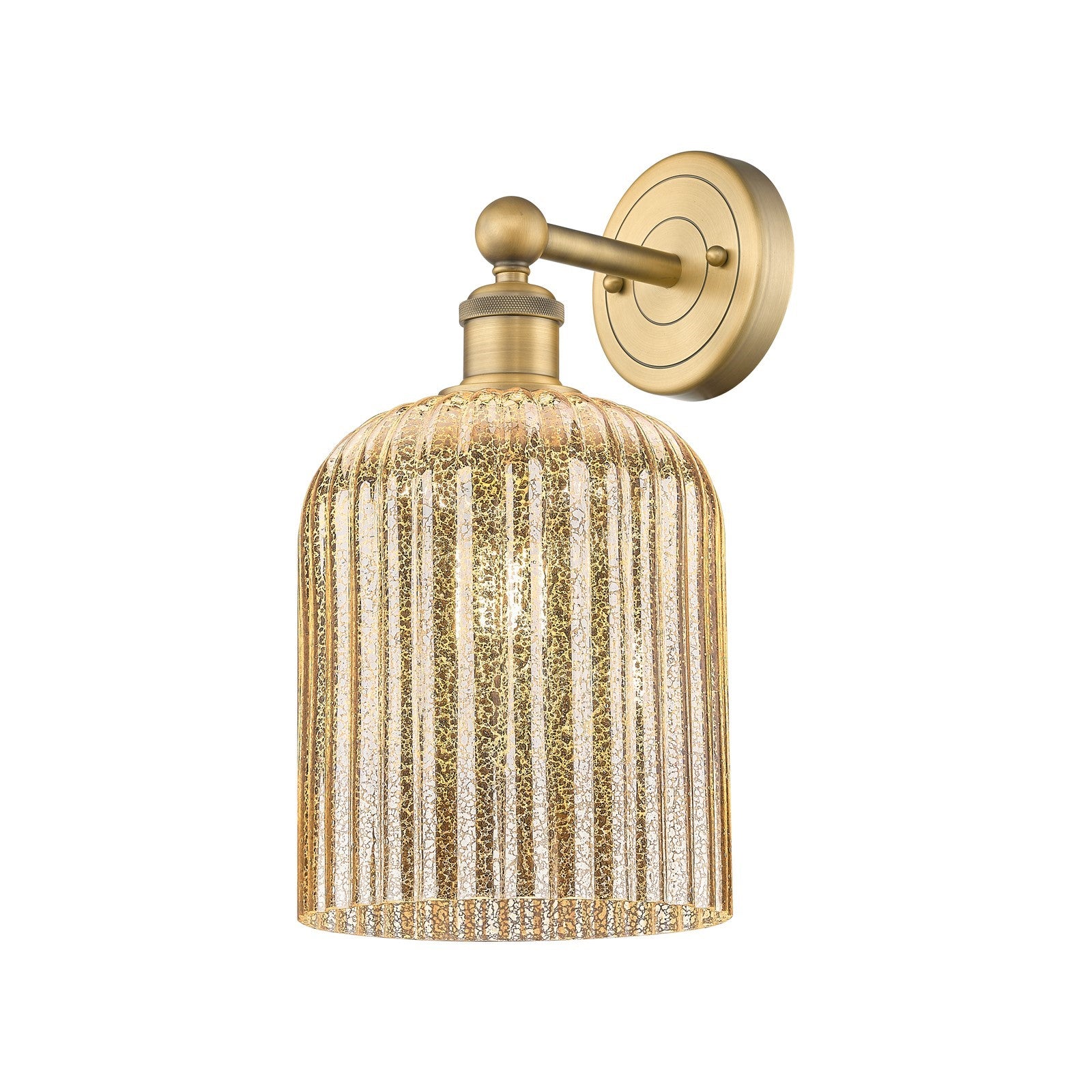 Innovations Bridal Veil 5in 1-Light Wall Sconce | Art Nouveau Brushed Brass and Mercury Ribbed Glass | Bathroom & Hallway | Model 616-1W-BB-G559-8ME