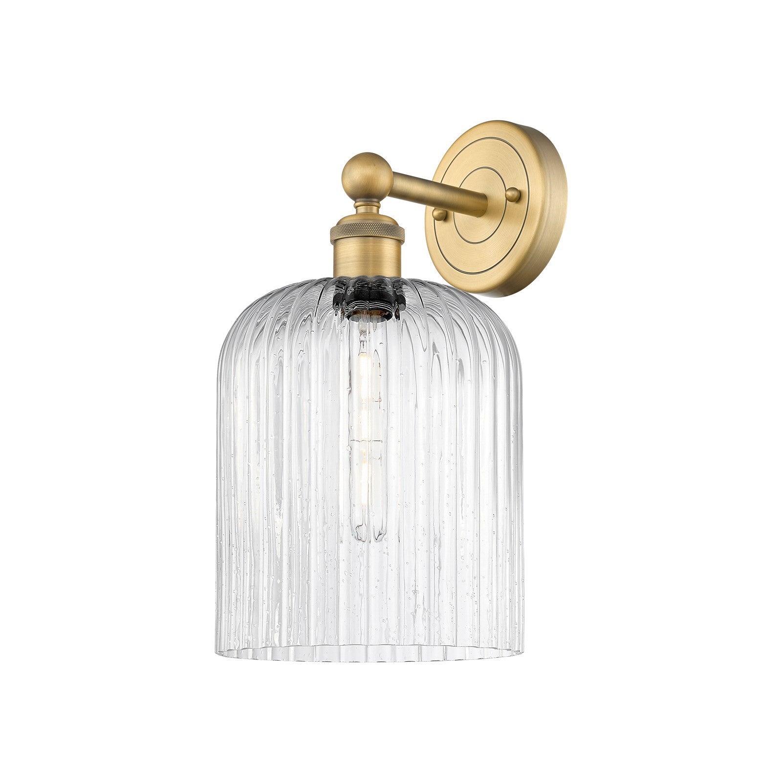 Innovations Bridal Veil 5in 1-Light Wall Sconce | Art Nouveau Brushed Brass and Seedy Ribbed Glass | Bathroom & Hallway Accent | Model 616-1W-BB-G559-8SDY