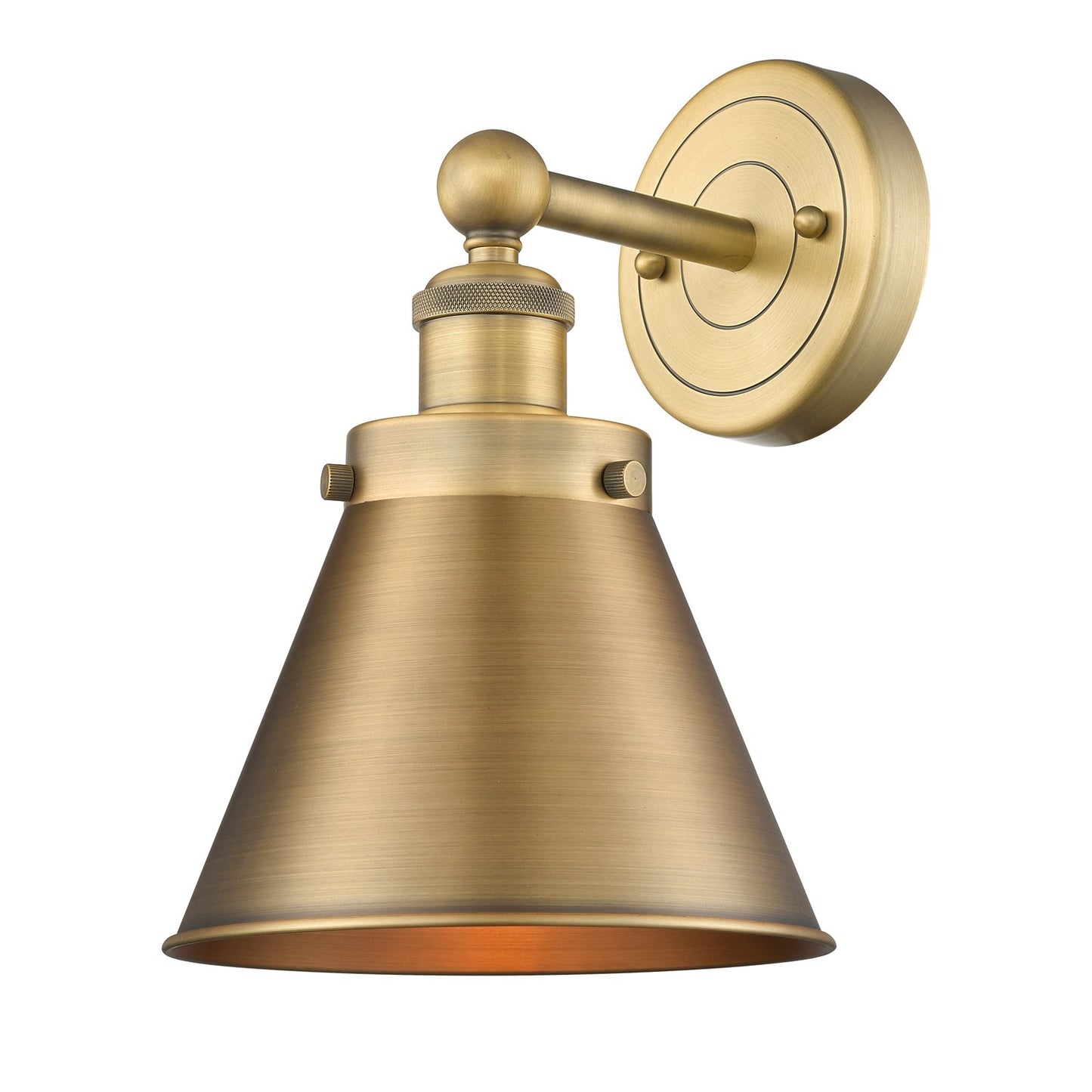 Innovations Appalachian 8in 1-Light Wall Sconce | Industrial Brushed Brass Steel and Brushed Brass Metal Shade | Living Room & | Model 616-1W-BB-M13-BB