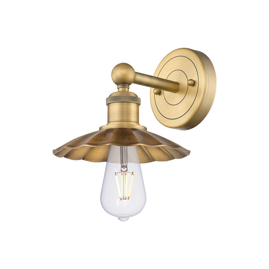Innovations Scallop 7.5in 1-Light Wall Sconce | Traditional Brushed Brass Steel and Brushed Brass Metal Shade | Entryway & | Model 616-1W-BB-M17-BB