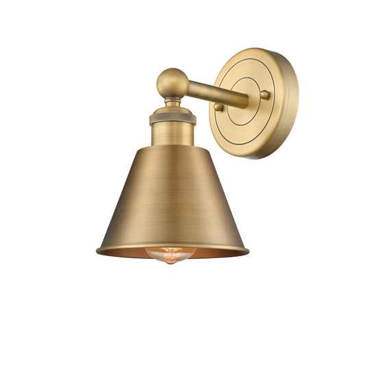 Innovations Smithfield 1-Light 6.5in Wall Sconce | Industrial Farmhouse Brushed Brass Steel and Cast Brass Metal Shade | Living | Model 616-1W-BB-M8-BB