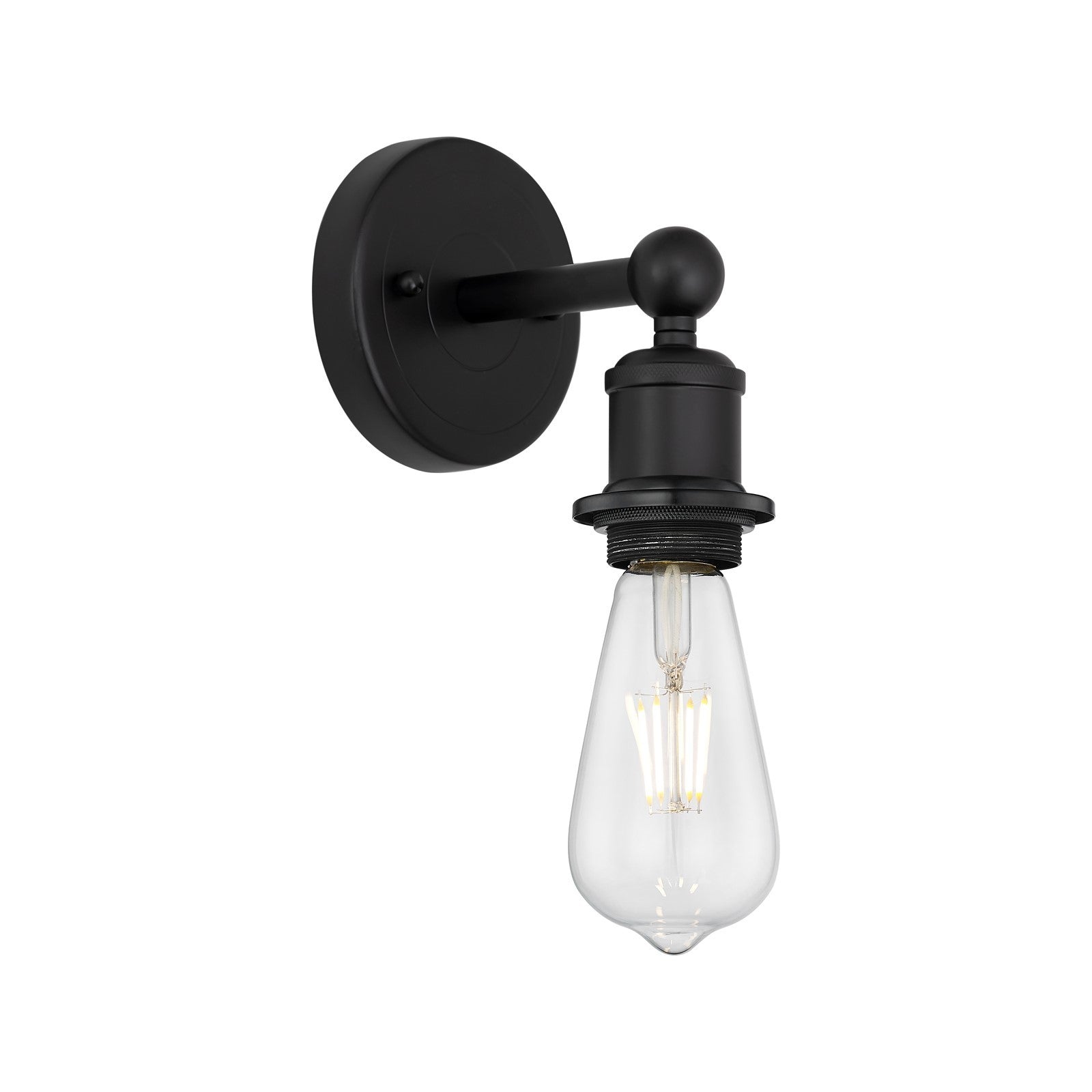 Innovations Edison 1-Light 4.5in Wall Sconce | Industrial Matte Black Steel and Cast Brass | Damp-Rated Hallway & Bathroom | 4.5 x 6.25 | Model 616-1W-BK