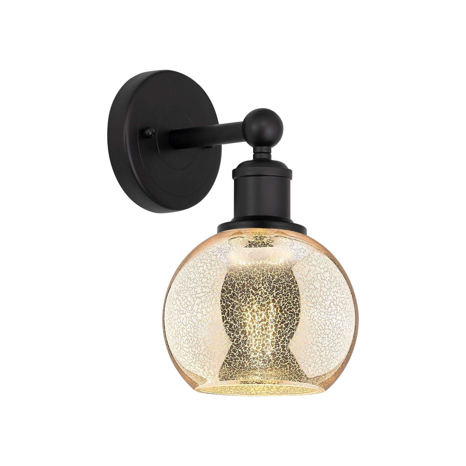 Innovations Athens 1-Light 6in Wall Sconce | Industrial Matte Black Steel and Mercury Glass | Bedroom & Hallway Accent Light | Model 616-1W-BK-G128-6