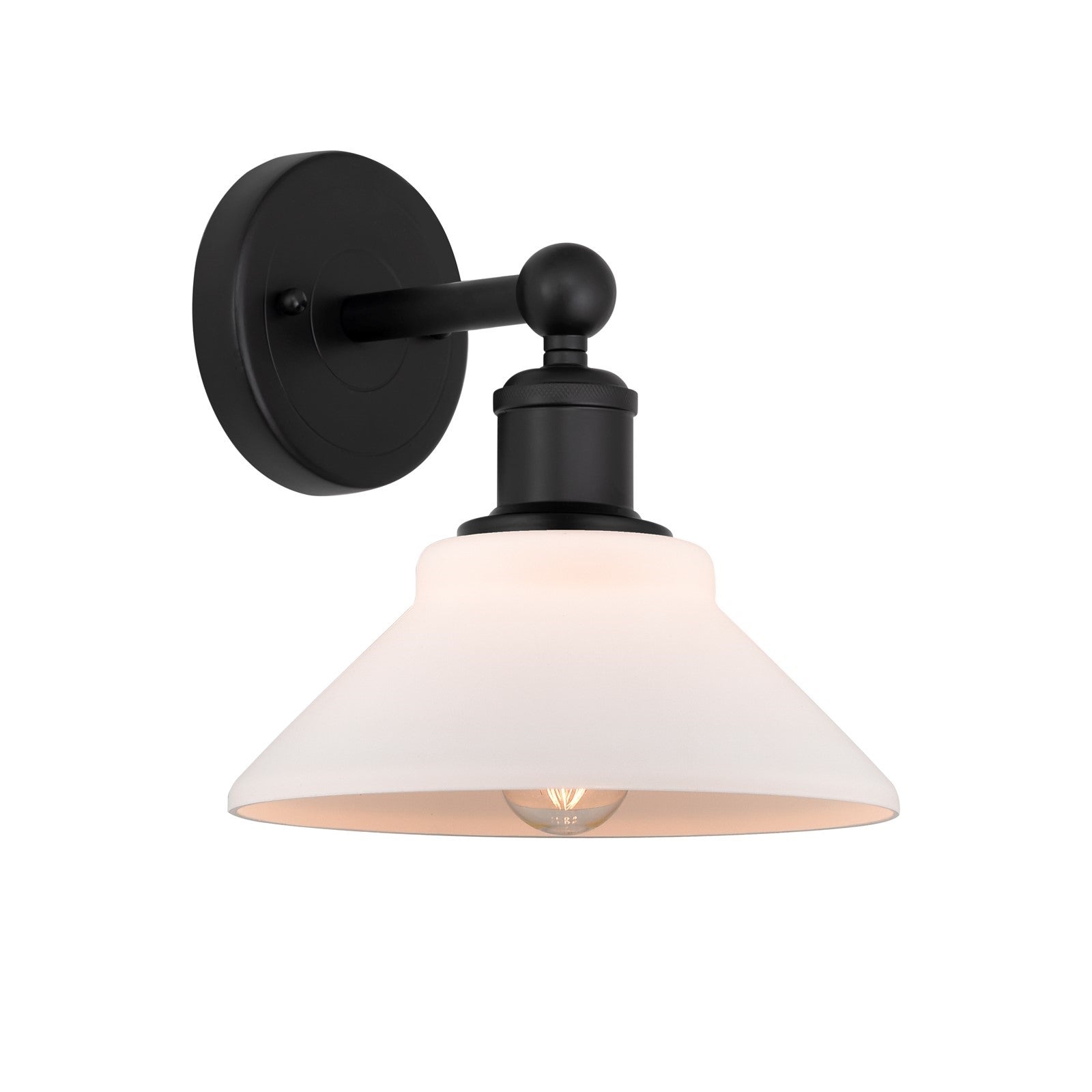 Innovations Orwell 1-Light Wall Sconce | Industrial Matte Black Steel and Matte White Glass | Entryway & Hallway Accent | 8.38 x | Model 616-1W-BK-G131