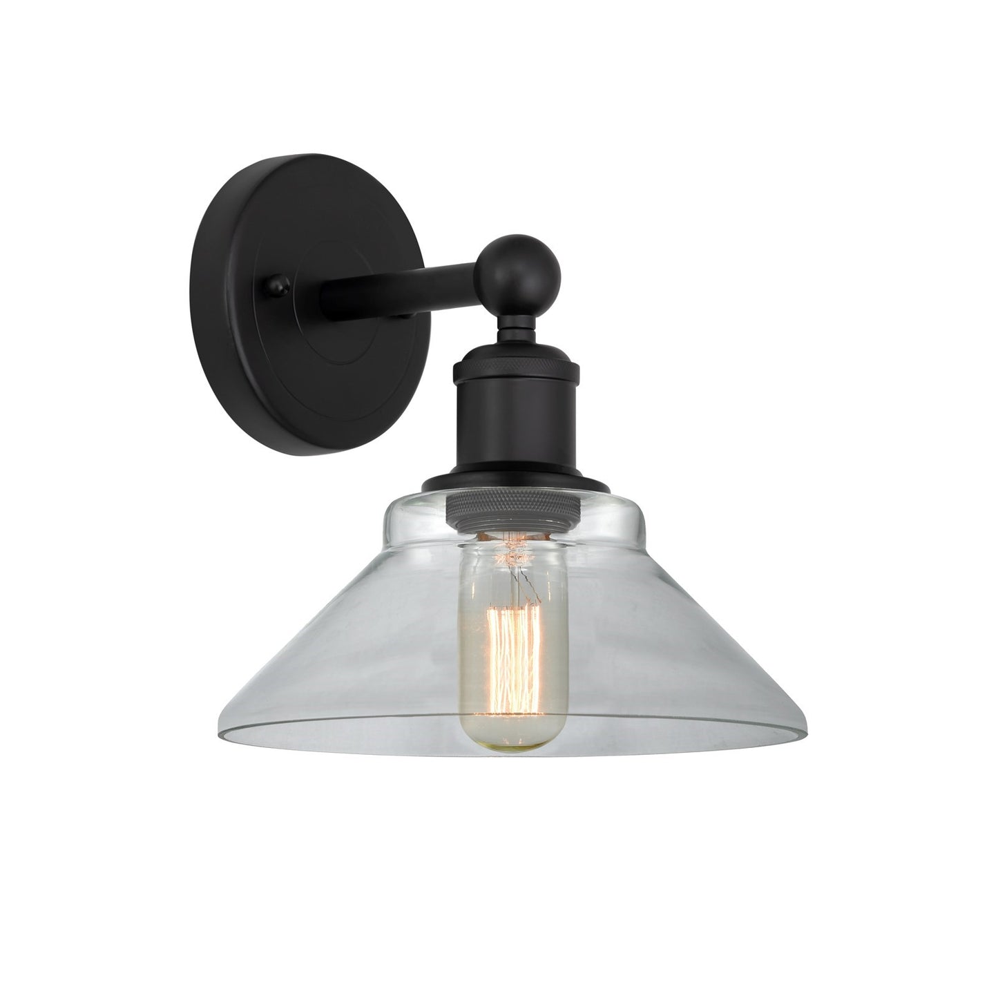 Innovations Orwell 1-Light Wall Sconce | Industrial Matte Black Steel and Clear Glass | Bathroom & Hallway Accent | 8.38 x 8.69 x | Model 616-1W-BK-G132