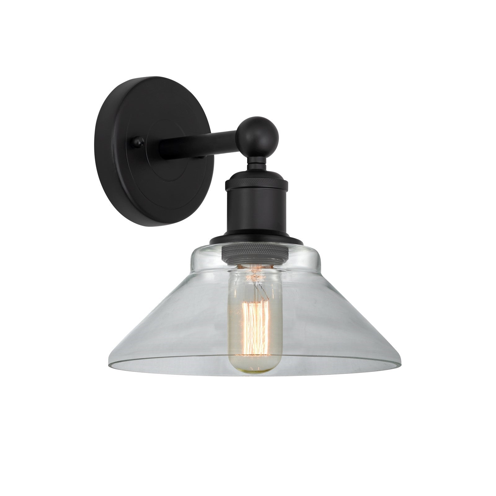 Innovations Orwell 1-Light Wall Sconce | Industrial Matte Black Steel and Clear Glass | Bathroom & Hallway Accent | 8.38 x 8.69 x | Model 616-1W-BK-G132