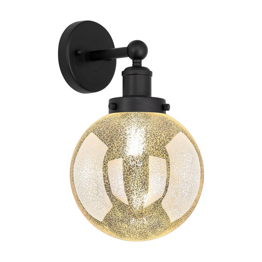 Innovations Beacon 8in 1-Light Wall Sconce | Industrial Matte Black Steel and Mercury Glass | Living Room & Hallway | 8 x 13.62 x | Model 616-1W-BK-G208-8
