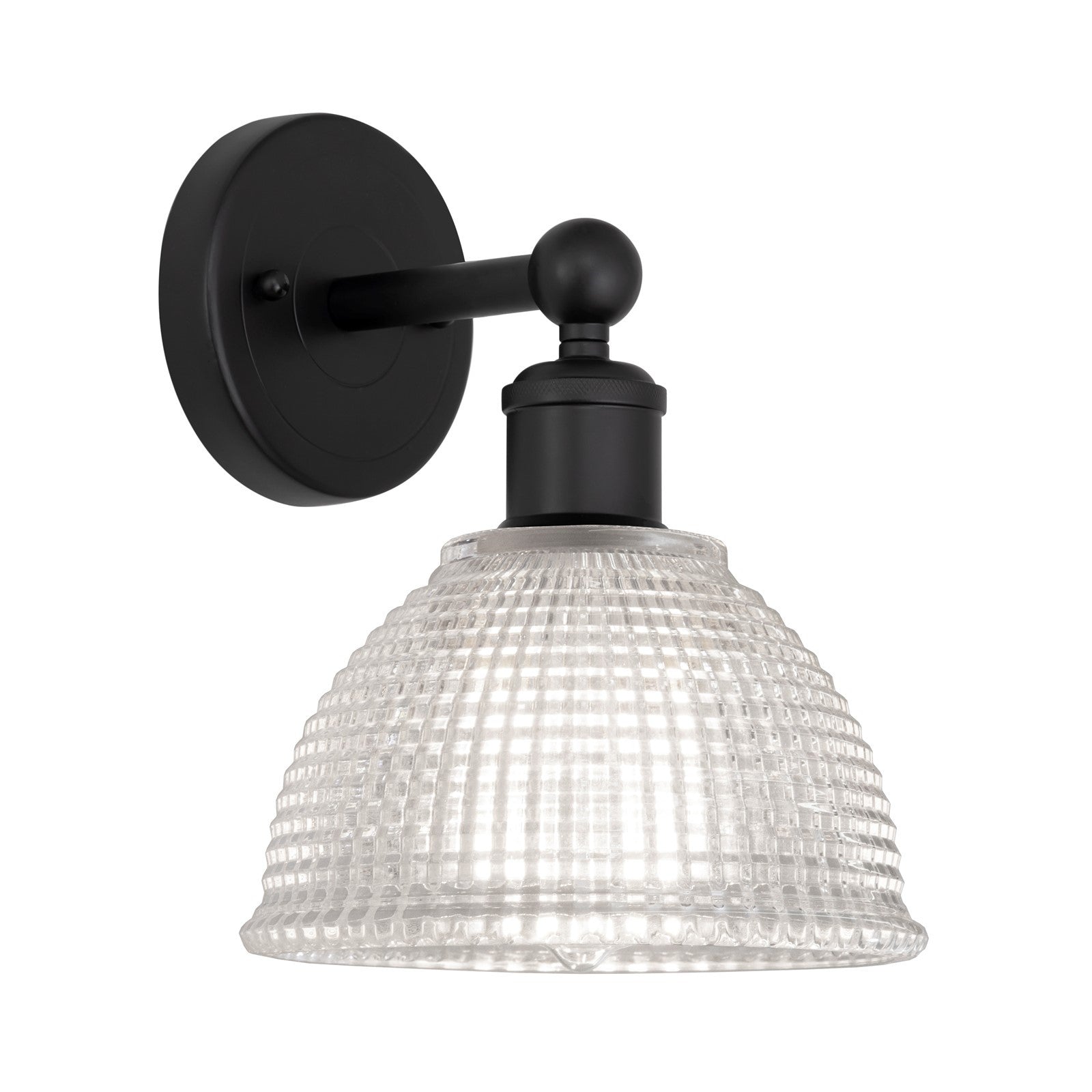 Innovations Arietta 8in 1-Light Wall Sconce | Industrial Matte Black Steel and Clear Glass | Bathroom & Hallway Accent | 8 x 10.25 | Model 616-1W-BK-G422