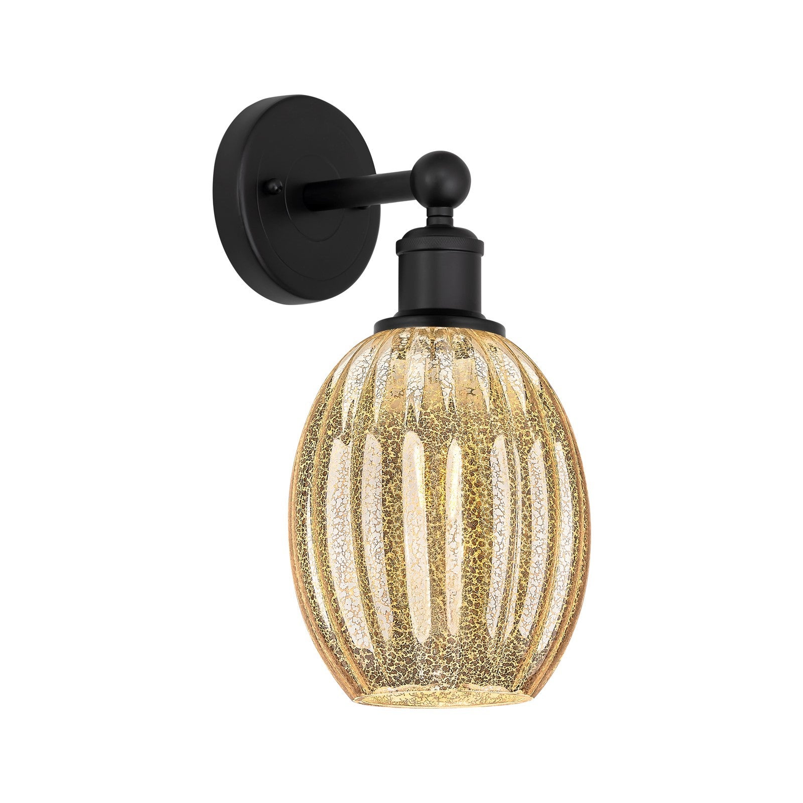 Innovations Preston Bulb 6.25in 1-Light Wall Sconce | Industrial Matte Black Steel and Mercury Glass | Hallway & Bathroom | Model 616-1W-BK-G459-6ME