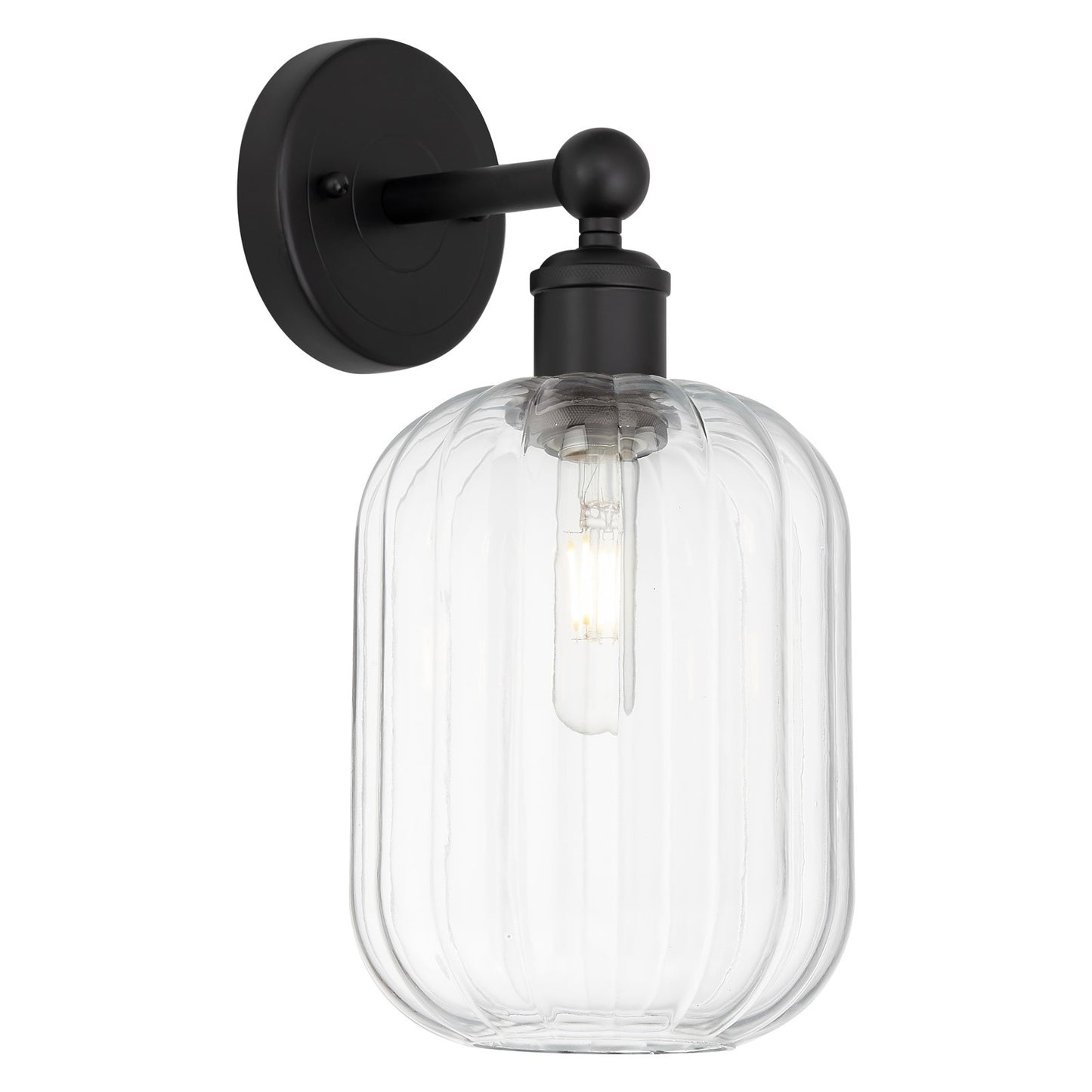 Innovations Preston Cylinder 6.75in 1-Light Wall Sconce | Industrial Matte Black Steel and Clear Glass | Bedroom & Hallway | Model 616-1W-BK-G460-7CL