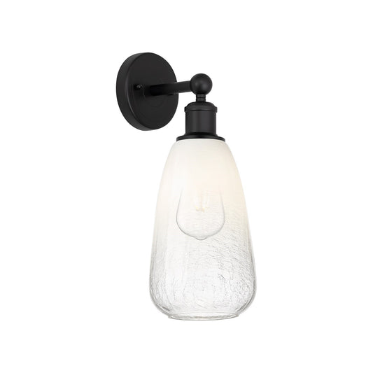 Innovations Brookhaven Almond 6in 1-Light Wall Sconce | Industrial Matte Black Steel and Opal Glass | Hallway & Bathroom Accent | Model 616-1W-BK-G480-6OP