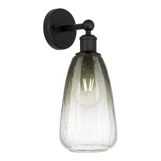 Innovations Brookhaven Almond 6in 1-Light Wall Sconce | Industrial Matte Black Steel and Slate Glass | Bedroom & Hallway Accent | Model 616-1W-BK-G480-6SL