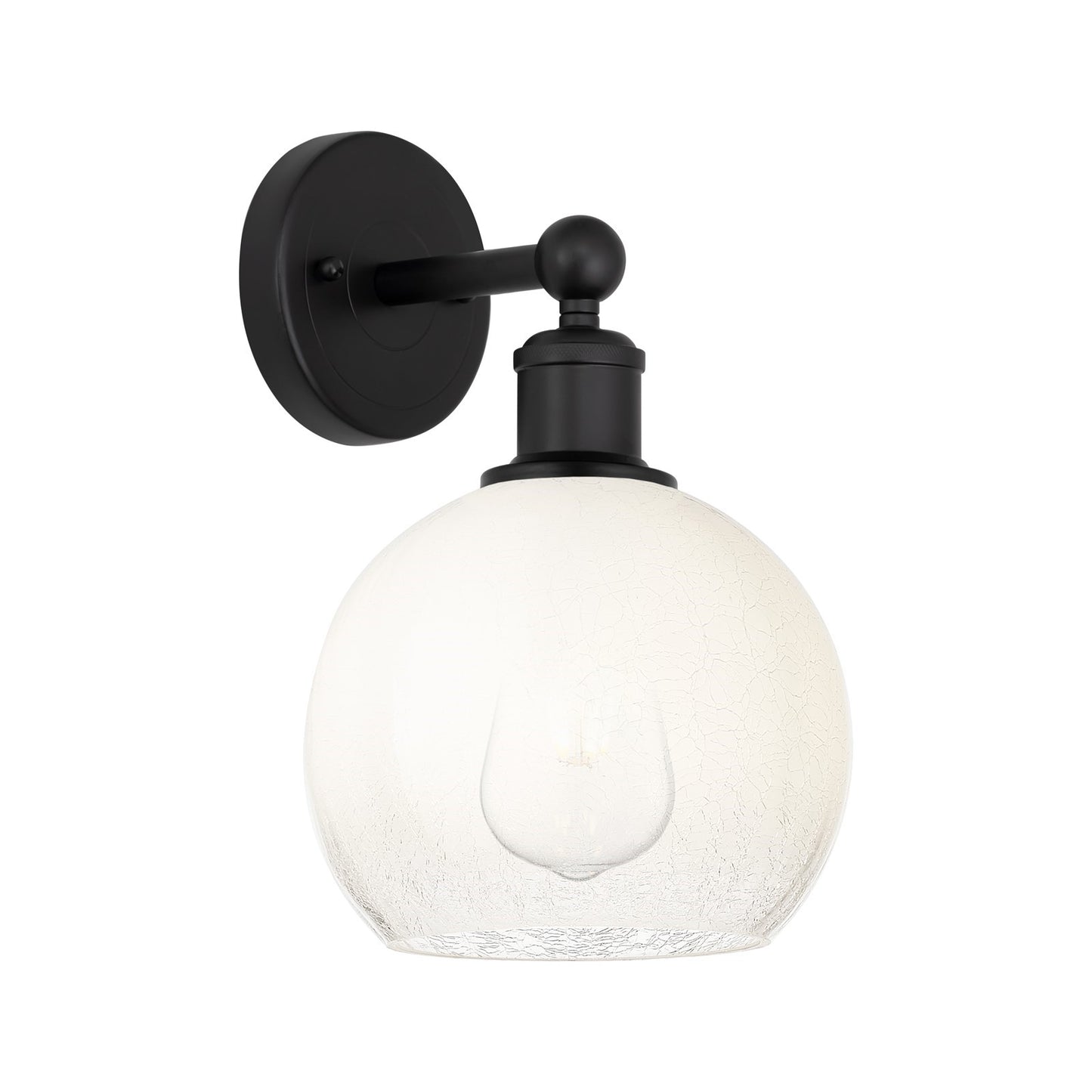 Innovations Brookhaven Globe 8in 1-Light Wall Sconce | Industrial Matte Black Steel and Opal Glass | Bathroom & Hallway Accent | Model 616-1W-BK-G483-8OP
