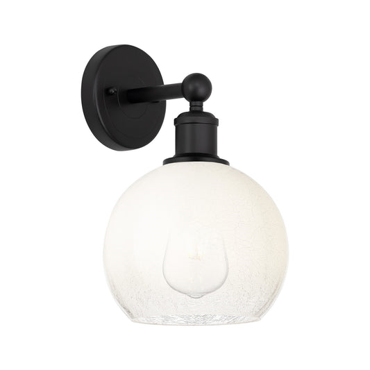Innovations Brookhaven Globe 8in 1-Light Wall Sconce | Industrial Matte Black Steel and Opal Glass | Bathroom & Hallway Accent | Model 616-1W-BK-G483-8OP