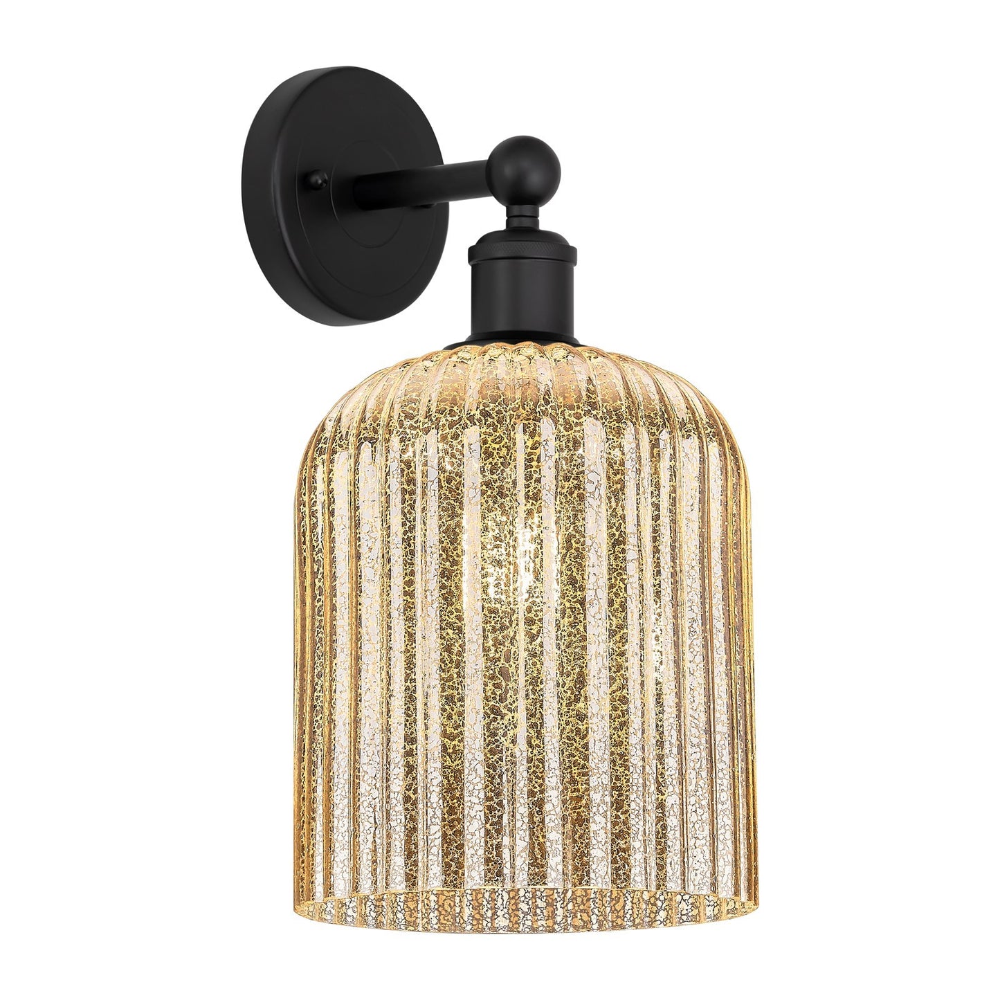 Innovations Bridal Veil 1-Light 5in Wall Sconce | Art Nouveau Industrial Matte Black Steel and Mercury Ribbed Glass | Bathroom | Model 616-1W-BK-G559-8ME