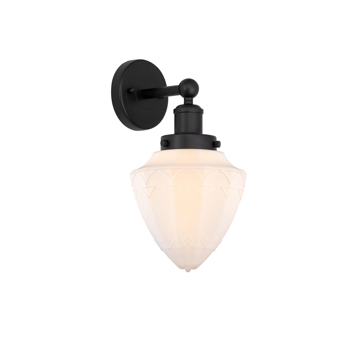 Innovations Bullet 7in 1-Light Wall Sconce | Industrial Matte Black Steel and Matte White Frosted Glass | Bathroom & Hallway | Model 616-1W-BK-G661-7