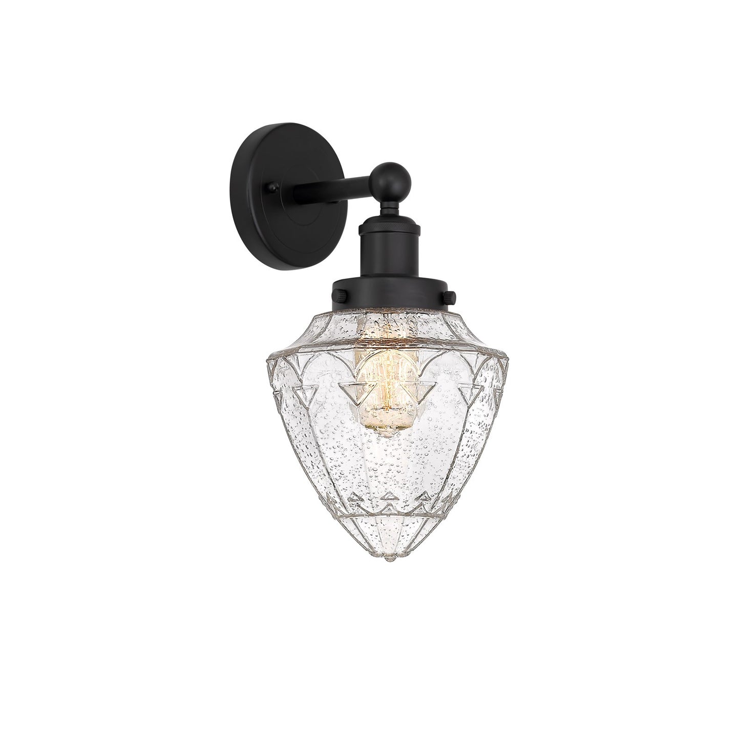 Innovations Bullet 7in 1-Light Wall Sconce | Industrial Matte Black Steel and Seedy Glass | Bathroom & Hallway Accent | 7 x 8 x | Model 616-1W-BK-G664-7