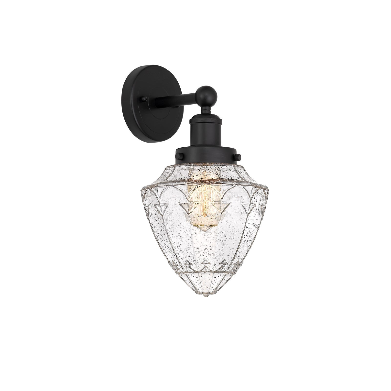 Innovations Bullet 7in 1-Light Wall Sconce | Industrial Matte Black Steel and Seedy Glass | Bathroom & Hallway Accent | 7 x 8 x | Model 616-1W-BK-G664-7