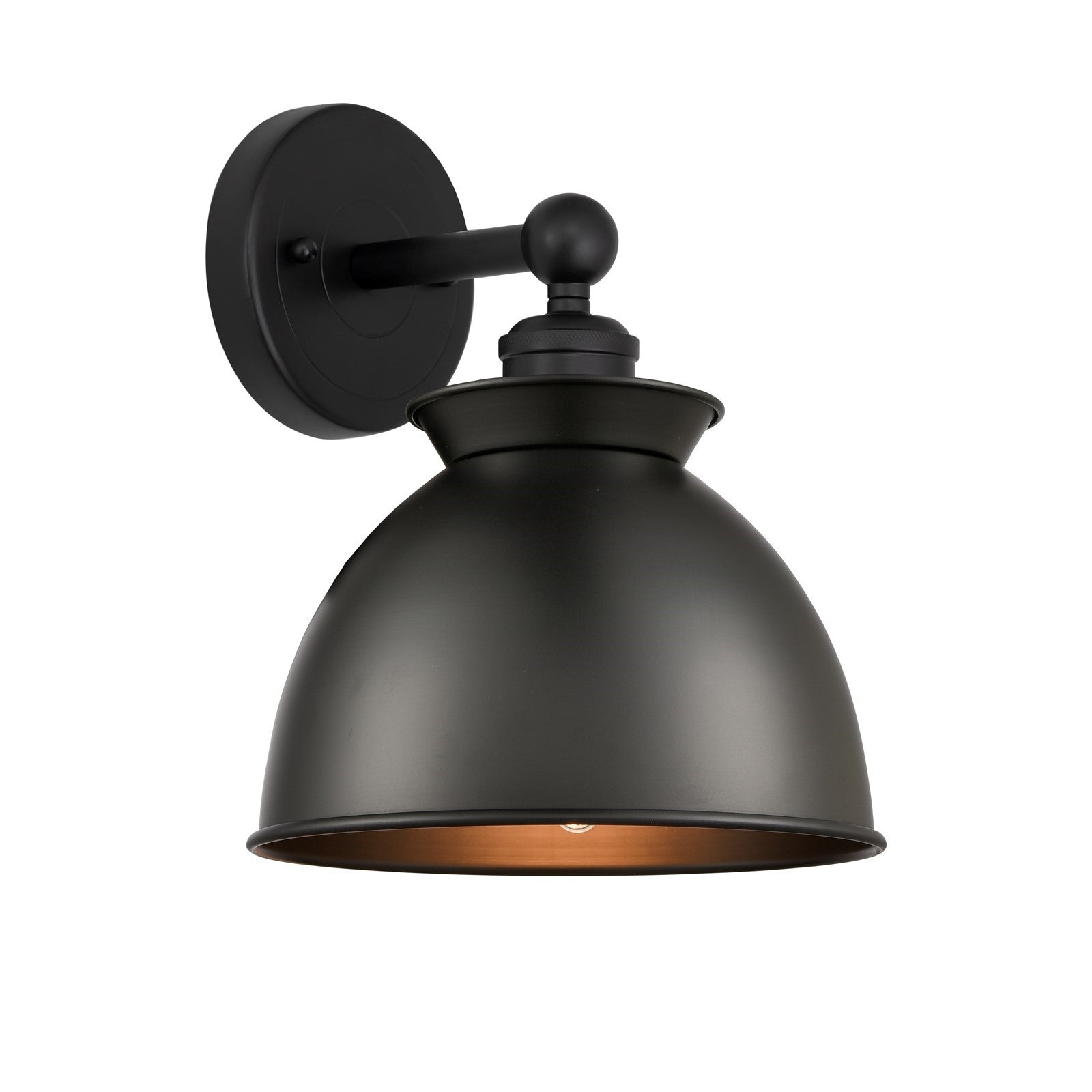 Innovations Adirondack 8.25in 1-Light Wall Sconce | Industrial Farmhouse Matte Black Steel and Matte Black Metal Shade | Hallway | Model 616-1W-BK-M14-BK
