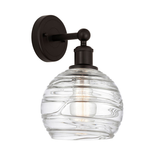 Innovations Athens Deco Swirl 8in 1-Light Wall Sconce | Industrial Oil Rubbed Bronze Steel and Clear Glass | Damp Rated | Model 616-1W-OB-G1213-8CL