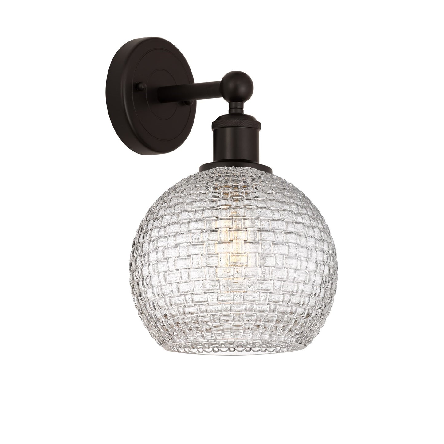 Innovations Athens 8in 1-Light Wall Sconce | Modern Farmhouse Oil Rubbed Bronze Steel and Clear Basket Weave Glass | Bathroom | Model 616-1W-OB-G122C-8CL