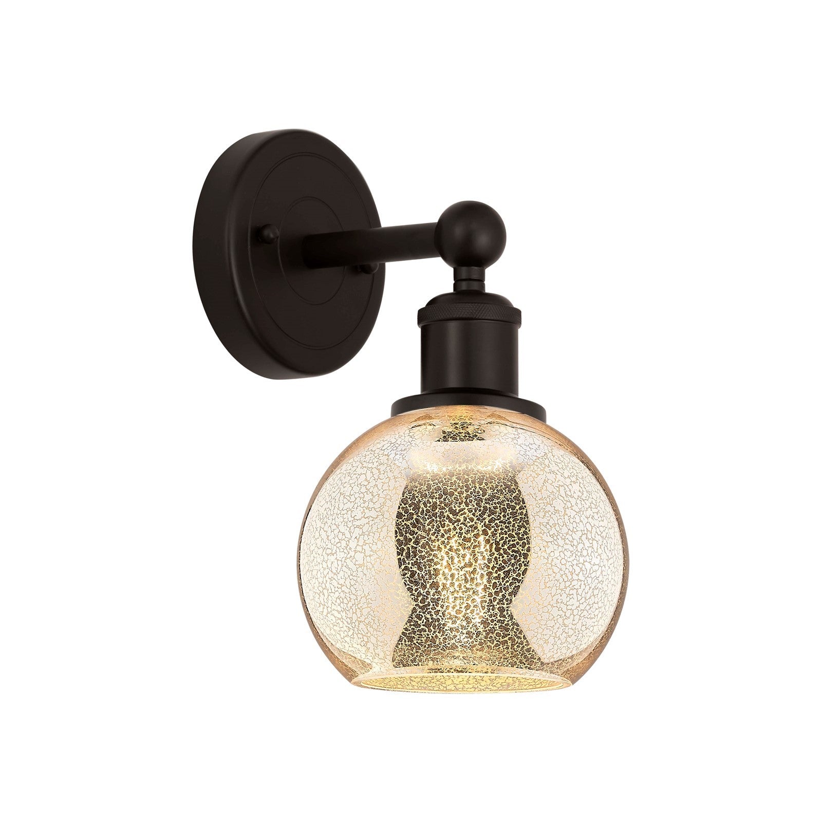 Innovations Athens 1-Light 6in Wall Sconce | Industrial Oil Rubbed Bronze Steel and Mercury Glass | Hallway & Bedroom Accent | Model 616-1W-OB-G128-6