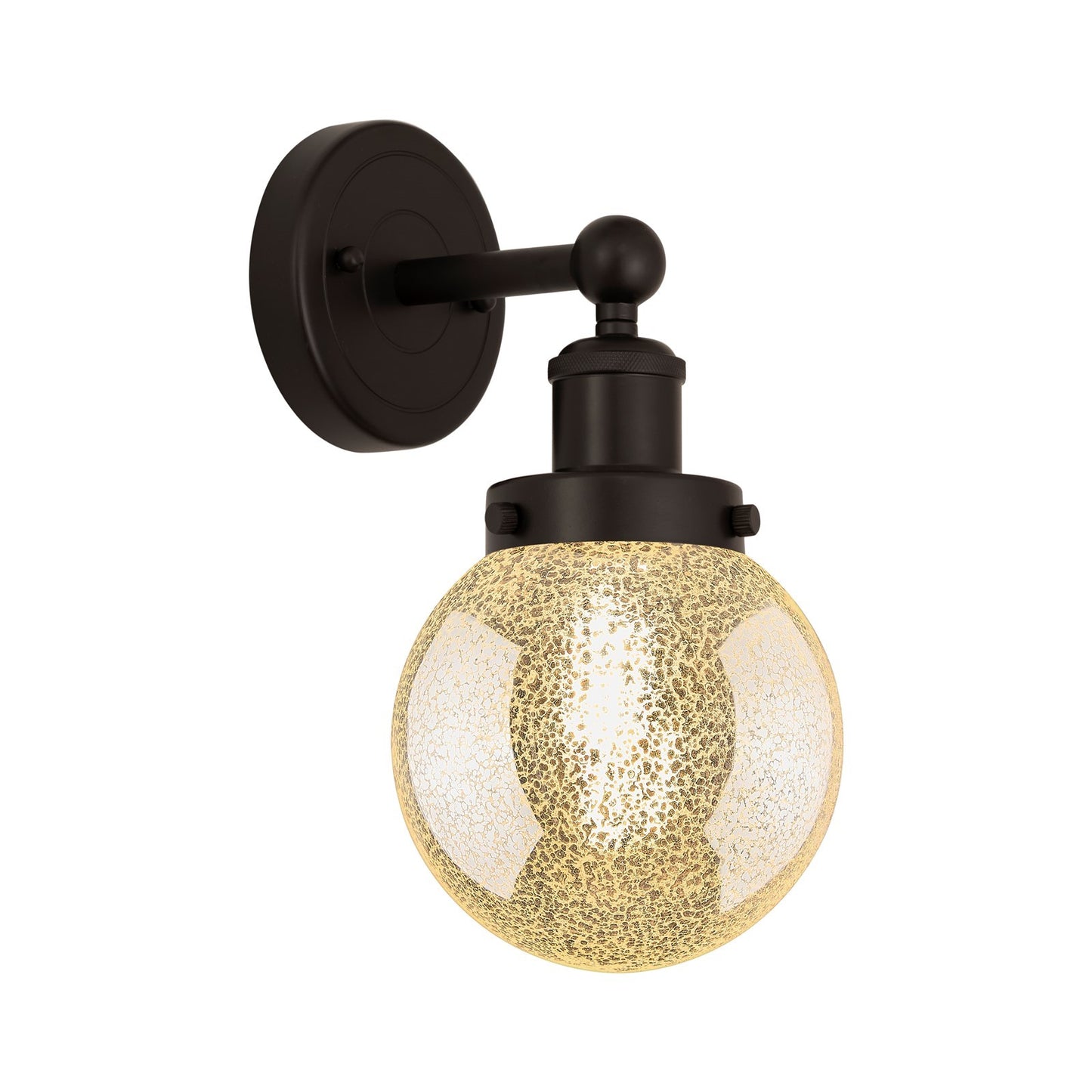 Innovations Beacon 6in 1-Light Wall Sconce | Industrial Oil Rubbed Bronze Steel and Mercury Ribbed Glass | Bathroom & Hallway | Model 616-1W-OB-G208-6
