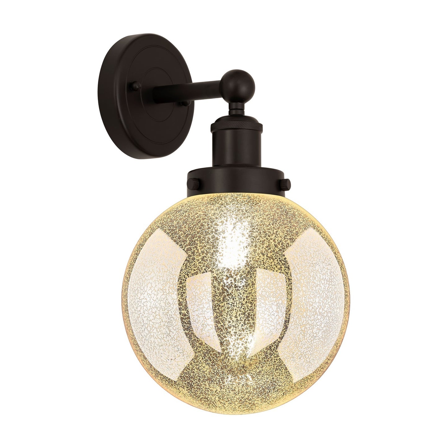 Innovations Beacon 8in 1-Light Wall Sconce | Industrial Oil Rubbed Bronze Steel and Mercury Ribbed Glass | Bathroom & Hallway | Model 616-1W-OB-G208-8