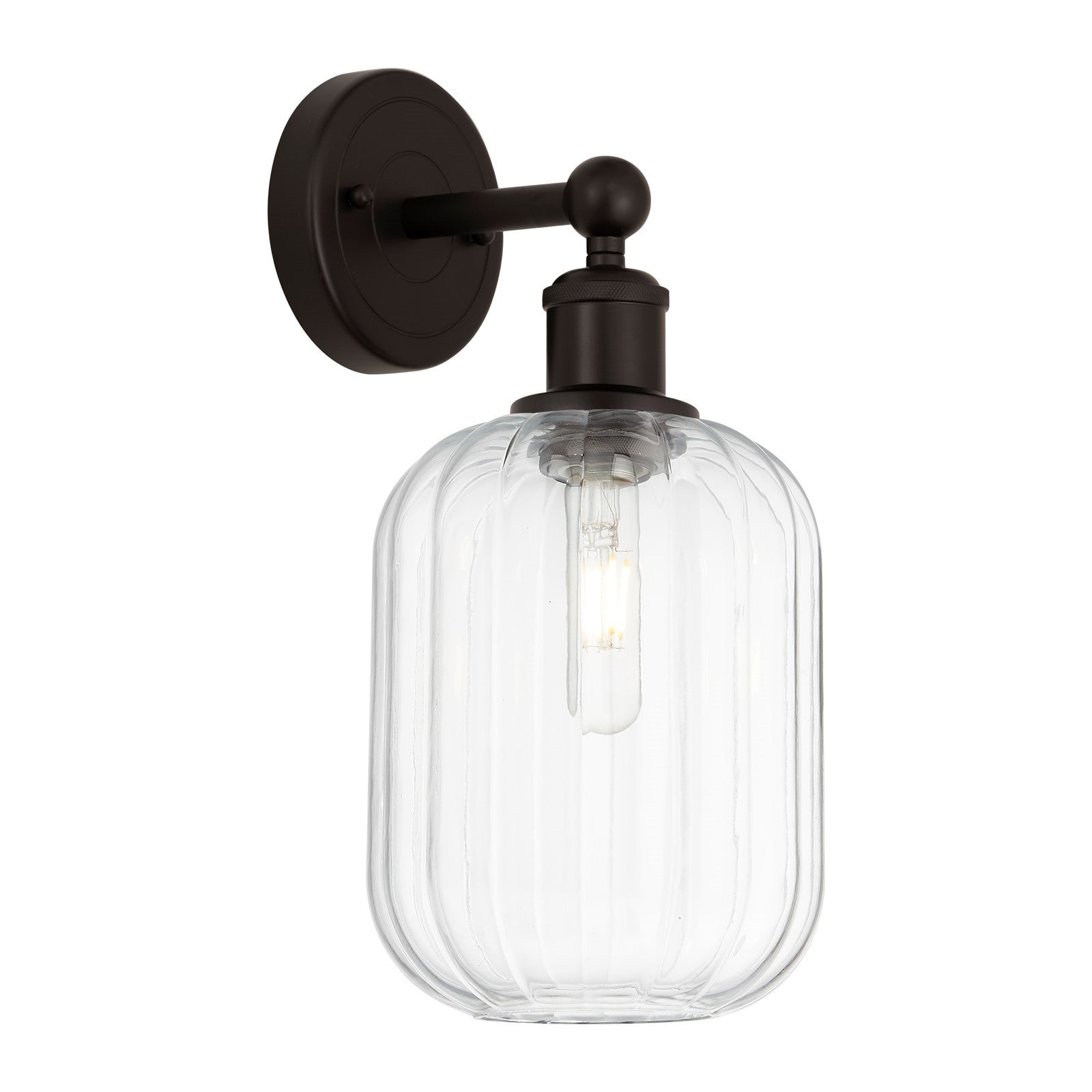 Innovations Preston Cylinder 1-Light 6.75in Wall Sconce | Industrial Oil Rubbed Bronze Steel and Clear Glass | Living Room & | Model 616-1W-OB-G460-7CL