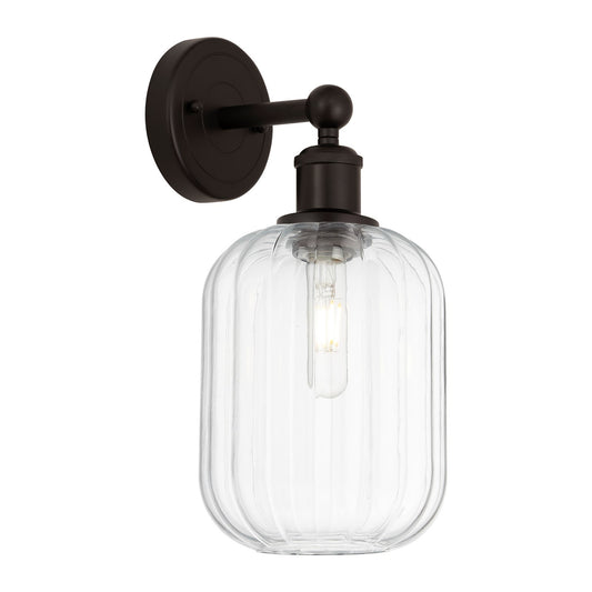 Innovations Preston Cylinder 1-Light 6.75in Wall Sconce | Industrial Oil Rubbed Bronze Steel and Clear Glass | Living Room & | Model 616-1W-OB-G460-7CL