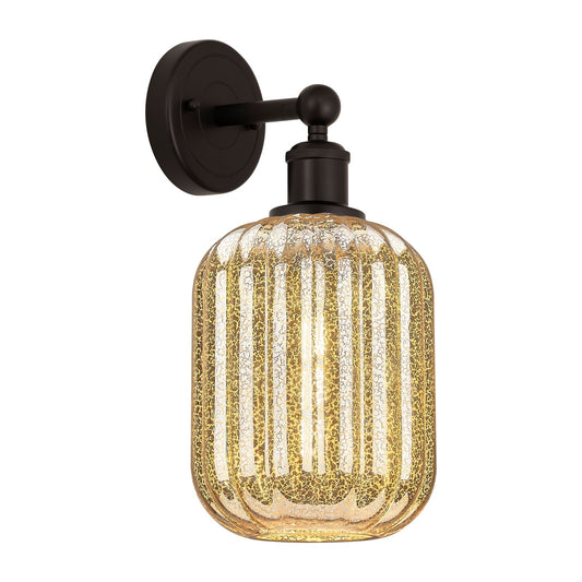 Innovations Preston Cylinder 1-Light 6.75in Wall Sconce | Industrial Oil Rubbed Bronze Steel and Mercury Glass | Damp Rated | Model 616-1W-OB-G460-7ME