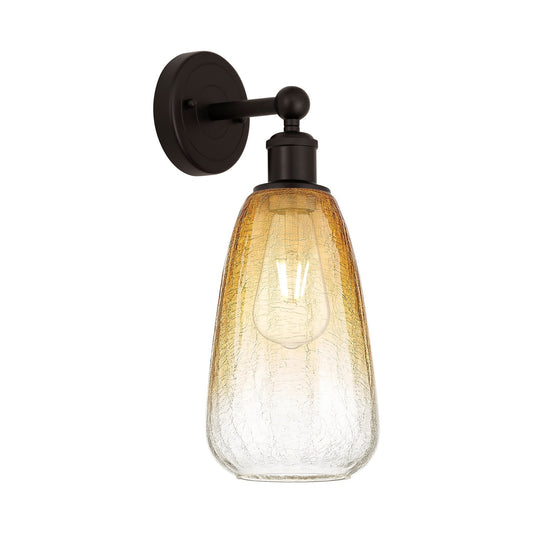 Innovations Brookhaven Almond 6in 1-Light Wall Sconce | Industrial Oil Rubbed Bronze Steel and Amber Glass | Living Room & | Model 616-1W-OB-G480-6AM