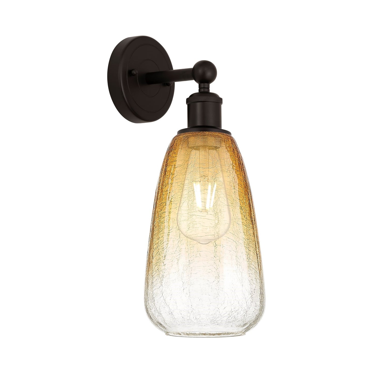 Innovations Brookhaven Almond 6in 1-Light Wall Sconce | Industrial Oil Rubbed Bronze Steel and Amber Glass | Living Room & | Model 616-1W-OB-G480-6AM