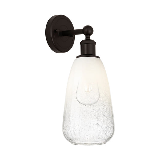 Innovations Brookhaven Almond 6in 1-Light Wall Sconce | Industrial Oil Rubbed Bronze Steel and Opal Glass | Damp Rated Bathroom | Model 616-1W-OB-G480-6OP