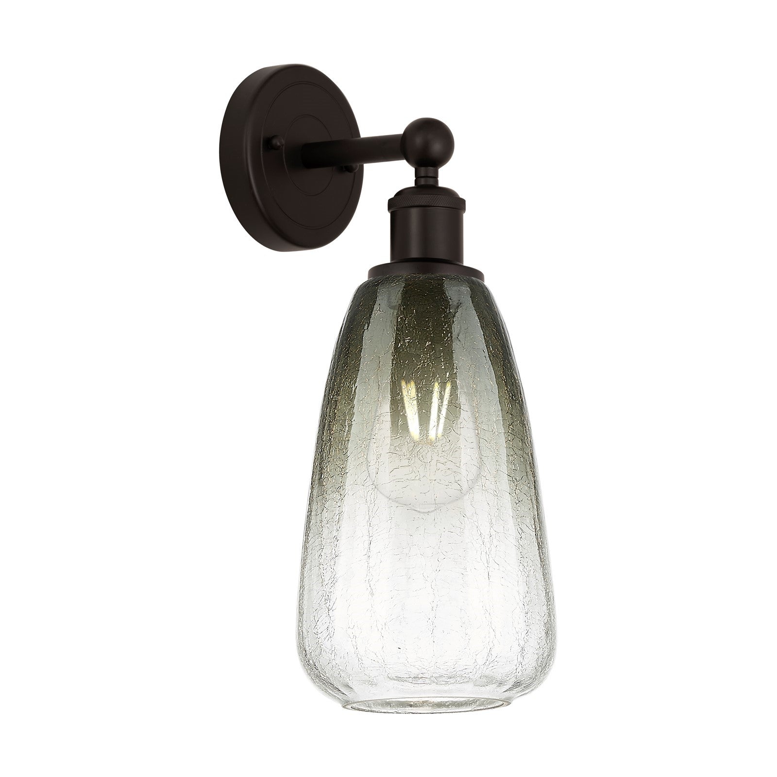 Innovations Brookhaven Almond 6in 1-Light Wall Sconce | Industrial Oil Rubbed Bronze Steel and Slate Glass | Damp Rated Hallway | Model 616-1W-OB-G480-6SL