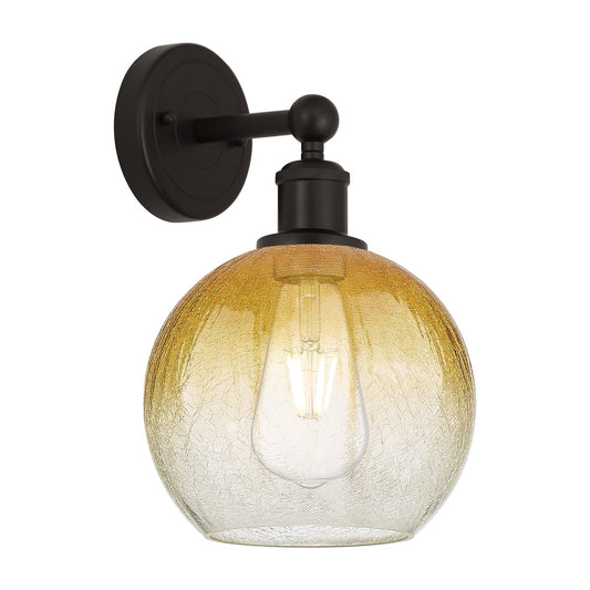 Innovations Brookhaven Globe 1-Light Wall Sconce | Industrial Oil Rubbed Bronze Steel and Amber Glass | Bathroom & Hallway | Model 616-1W-OB-G483-8AM